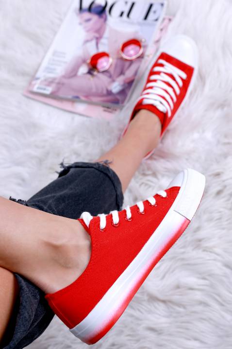 red colour sneakers