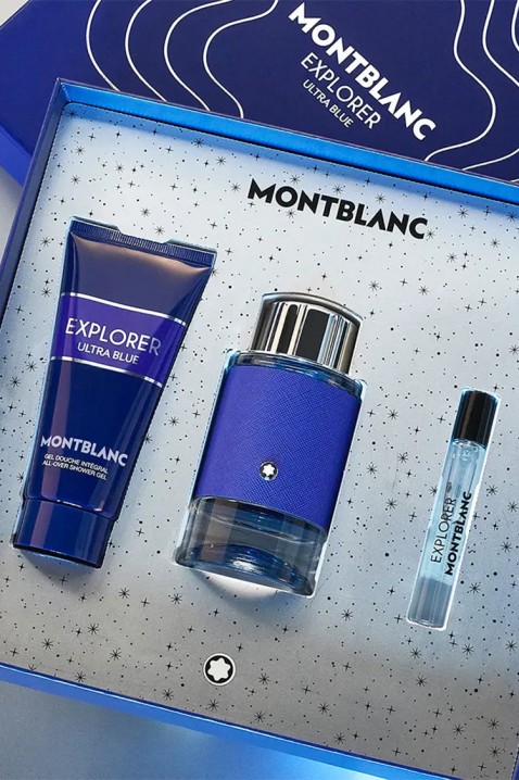 Muški komplet Mont Blanc Explorer Ultra Blue EDP 100 ml + Travel Spray 7,5 ml + Shower Gel 100 mlIVET.RS - Nova Kolekcija